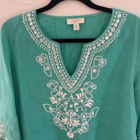 🌟 Charter Club 100% Linen Embroidered Tunic – Size Large 🌟 - Picture 5 of 5